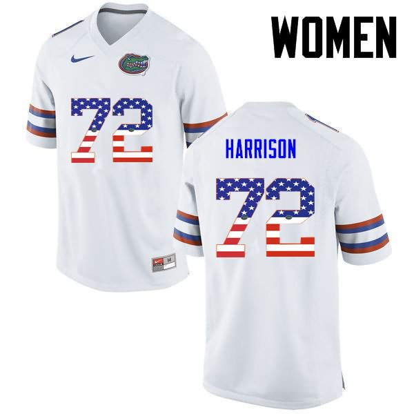 NCAA Florida Gators Jonotthan Harrison Women's #72 USA Flag Fashion Nike White Stitched Authentic College Football Jersey PPF0664QD